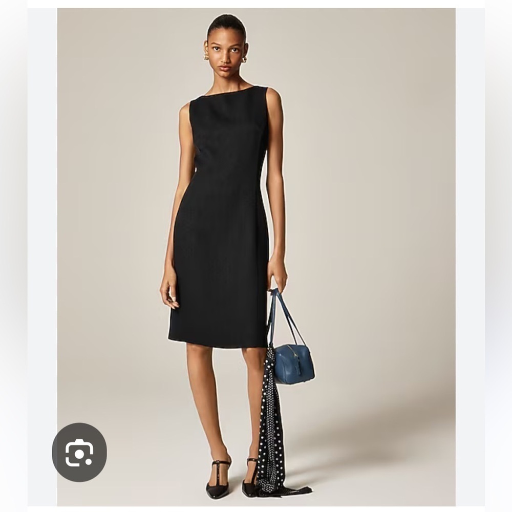 Jcrew Cowl Neck Sheath Dress Black 364 Crepe Wool. Workwear